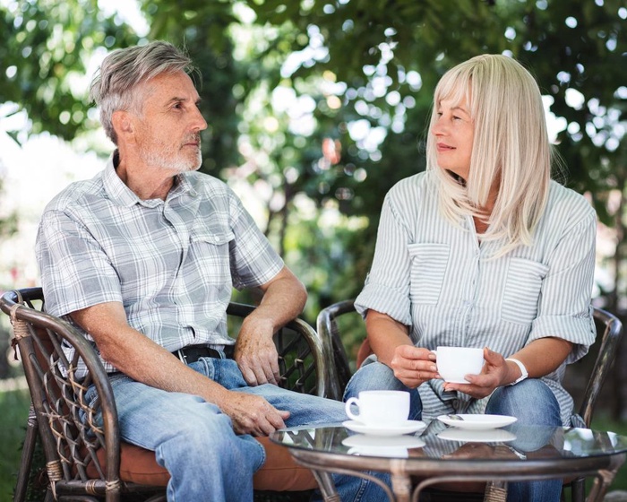Mature couple at an outdoor cafe in Mittagong