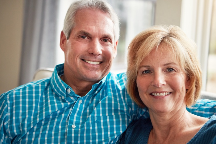 Senior couple smiling together