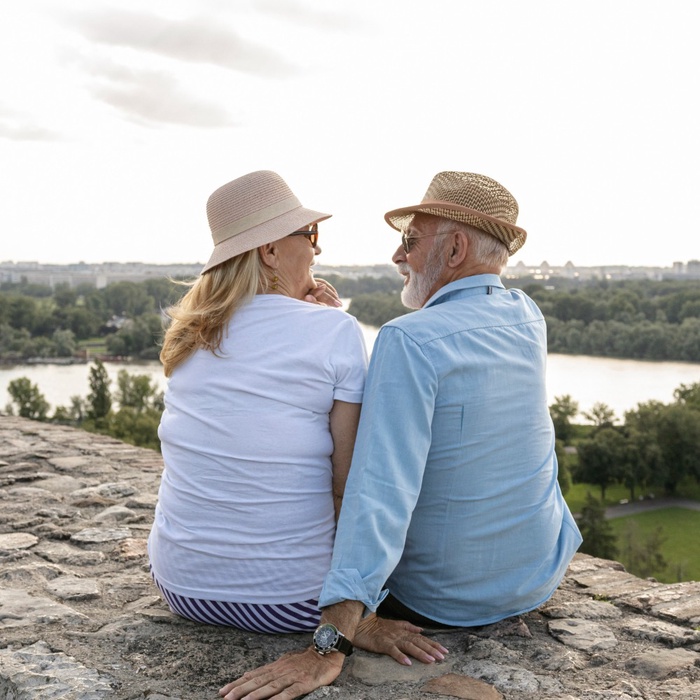 Mature couple enjoying a scenic Newark overlook