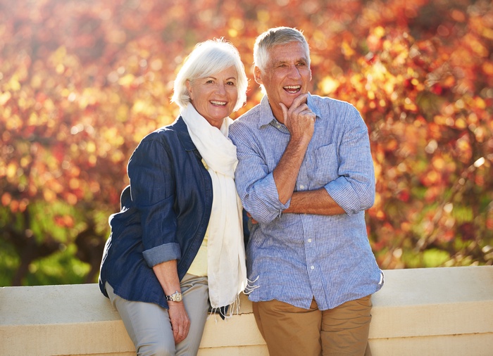 Mature couple enjoying time together on an autumn day.