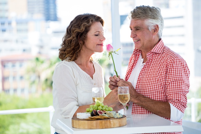 Senior couple enjoying a relaxed conversation together