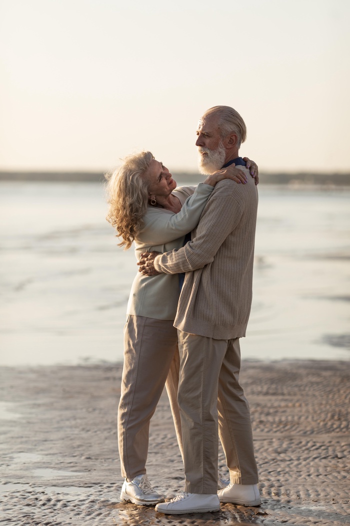 Senior couple enjoying a walk together in Bonita Springs