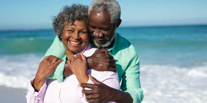 happy black senior couple